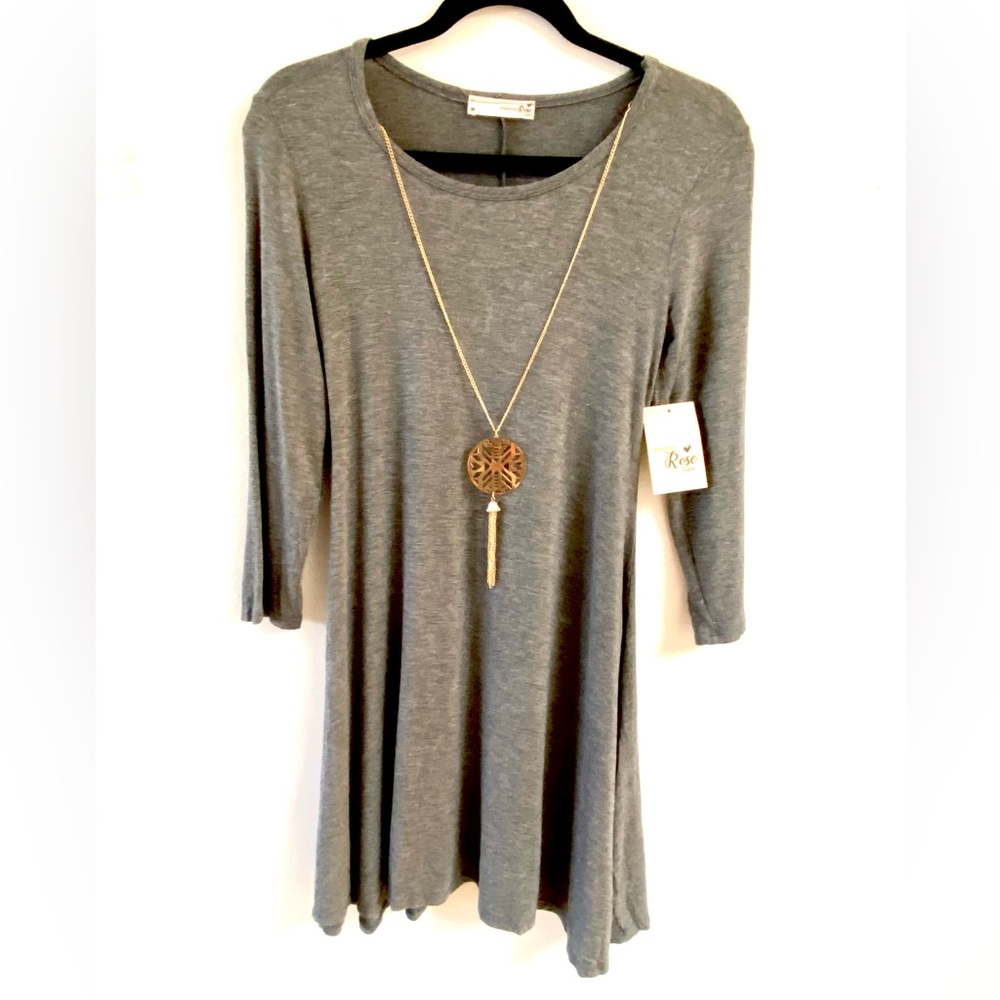NWT Fit and flare grey size medium Forever Rose Couture dress